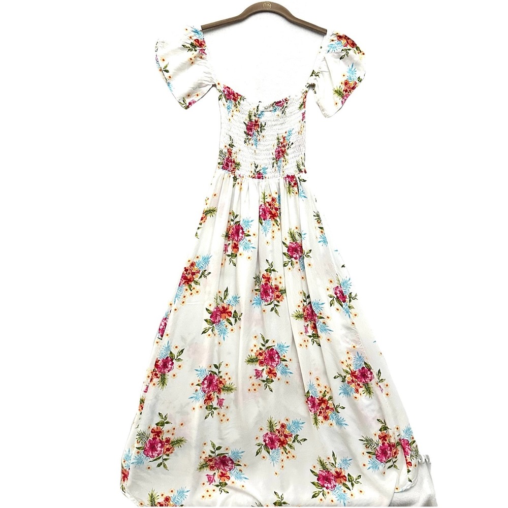 Lucy Love S Small Off the Shoulder Maxi Hi-low Athena‎ Dress Smocked Slit Floral - Picture 9 of 10